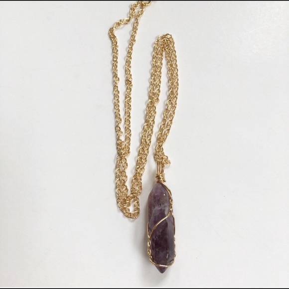 Natural Spiritual Amethyst Crystal Wired Necklace - Picture 6 of 8